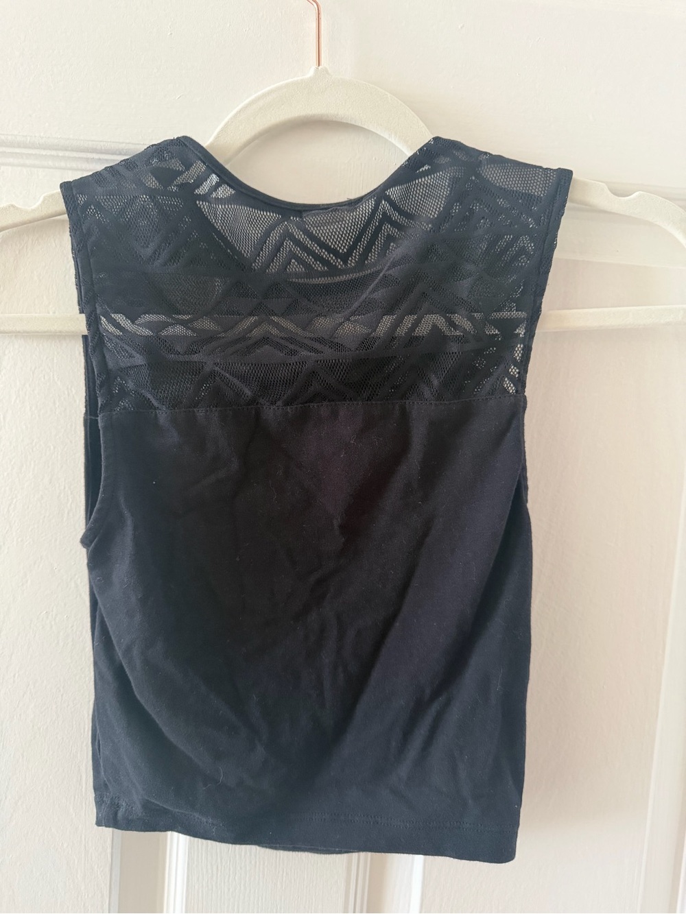 Garage Black Lace-Panel Crop Tank with Neutral Bottoms - Picture 3 of 4